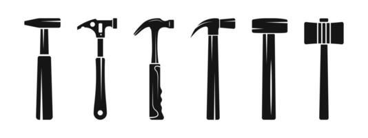 Hammers icon set. Hammer tool. Workshop instrument collection. vector