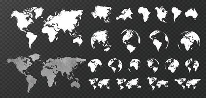 planeta tierra continentes colocar. globo plano silueta. mundo mapa recopilación. vector