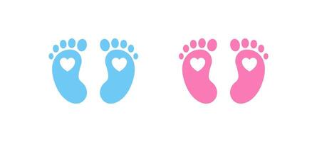 bebé huella. recién nacido huellas bebé simbolos vector