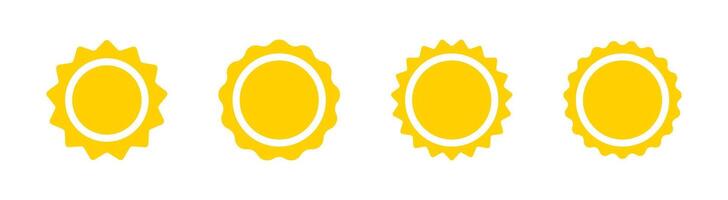 Yellow sun iconsSun icons. Sunshine icons. Sunrise or sunset. vector