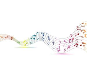 Musical notes wavy line background design vector