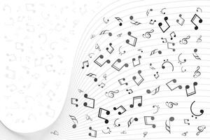 Musical notes wavy line background design vector