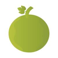 Green apple or grape fruit with leaf flat icon and logo design vector