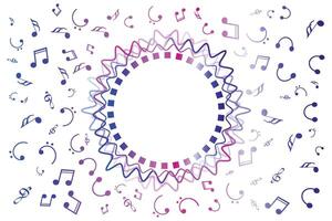 Musical notes wavy line background design vector