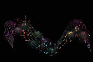 Musical notes wavy line background design vector
