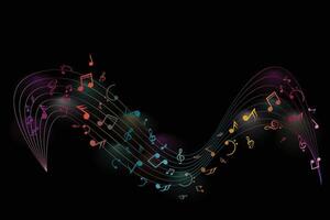 Musical notes wavy line background design vector