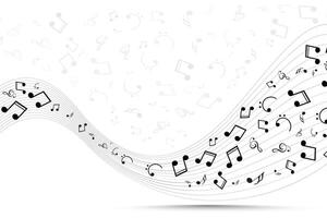 Musical notes wavy line background design vector