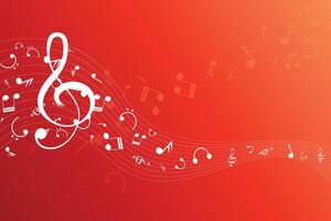 Musical notes wavy line background design vector