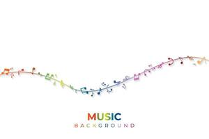 Musical notes wavy line background design vector