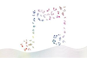 Musical notes wavy line background design vector