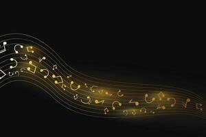 Musical notes wavy line background design vector