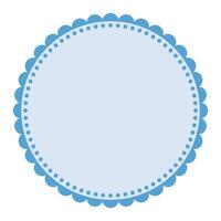 Soft And Simple Blue Colored Blank Circular Sticker Label Element Design with Decorative Border Ornaments vector