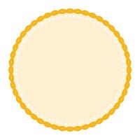 Simple Decorative Yellow Lace Circle Blank Plain Sticker Label Background Design vector