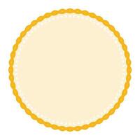 Simple Decorative Yellow Lace Circle Blank Plain Sticker Label Background Design vector