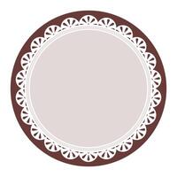 Simple Elegant Dark Brown Circular Frame Decorated With Round Scalloped Lace Design vector