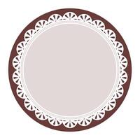 Simple Elegant Dark Brown Circular Frame Decorated With Round Scalloped Lace Design vector