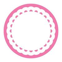 Simple Geometric Pink Circle Frame Border Design Decorated With Bold Scalloped Lace Edge vector