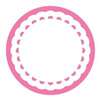 Simple Geometric Pink Circle Frame Border Design Decorated With Bold Scalloped Lace Edge vector