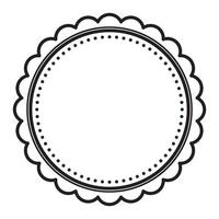 Simple Black And White Scalloped Decorative Round Frame Border Design vector