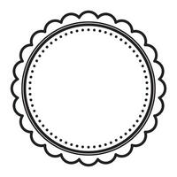 Simple Black And White Scalloped Decorative Round Frame Border Design vector