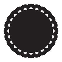 Delicate Black And White Scalloped Lace Circular Frame Border Shape Design vector