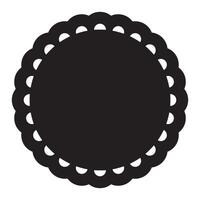 Delicate Black And White Scalloped Lace Circular Frame Border Shape Design vector