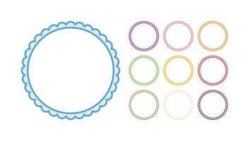 Set Of Simple Circular Blank Shape With Scalloped Edge Frame Border Design vector