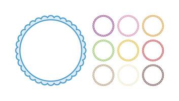 Set Of Simple Circular Blank Shape With Scalloped Edge Frame Border Design vector