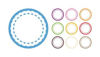 simple multicolor guisado al gratén blanco circulo marco llanura fronteras diseño vector