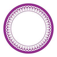 Simple Detailed Light Purple Symmetrical Round Ornamental Lace Circle Blank Frame Border Element vector