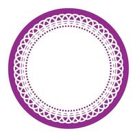 Simple Detailed Light Purple Symmetrical Round Ornamental Lace Circle Blank Frame Border Element vector