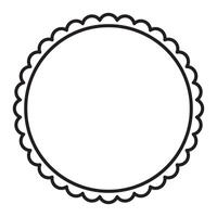 Simple Black And White Circular Shape With Scalloped Edge Frame Border Design vector
