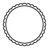 Simple Black And White Circular Shape With Scalloped Edge Frame Border Design vector