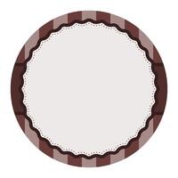 Simple Dark Brown Plain Round Circle Background Design With Scalloped Edge And Stripe Ornament vector