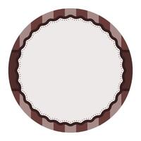 Simple Dark Brown Plain Round Circle Background Design With Scalloped Edge And Stripe Ornament vector