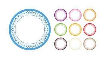 Set Of Simple Elegant Multicolor Embroidered Round Lace Blank Round Circular Stickers vector