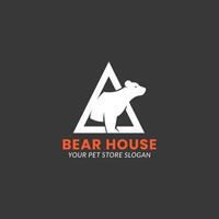 Polar bear inside triangle logo illustration. Animal and house inspired brand identity template. vector