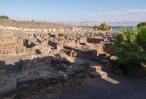 restos de un antiguo pueblo capernaum en Israel. alto calidad foto