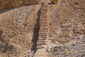 Ruins of high-rise fortress Masada, Israel. Masada National Park in the Dead Sea region of Israel. The fortress of Masada. photo