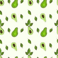 Ripe, juicy avocado cut with leaves, seamless geometric pattern.Hand drawn in doodle style.Design for printing on fabrics, holiday and confectionery packaging, wallpaper, wrapping and scrap vector