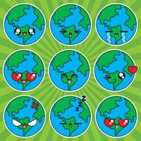 kawaii earth planets vector