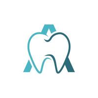 Letter a dental tooth logo design vector