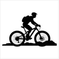 Biker and bike silhouette black . vector