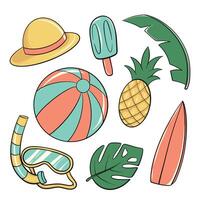 Summer element collection in flat design vector