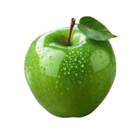 One green apple on branch with leaves png