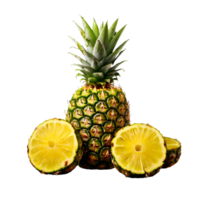 Fresh juicy tropical fruit pineapple fruit with slices png