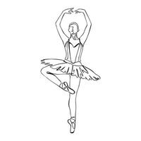 Continuous Line Art Drawing. Ballet Dancer ballerina. Illustration silhouette of a dancer vector