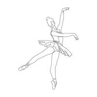 Continuous Line Art Drawing. Ballet Dancer ballerina. Illustration silhouette of a dancer vector