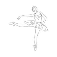 Continuous Line Art Drawing. Ballet Dancer ballerina. Illustration silhouette of a dancer vector