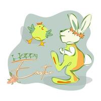 Happy Easter greeting card in pastel colors vector